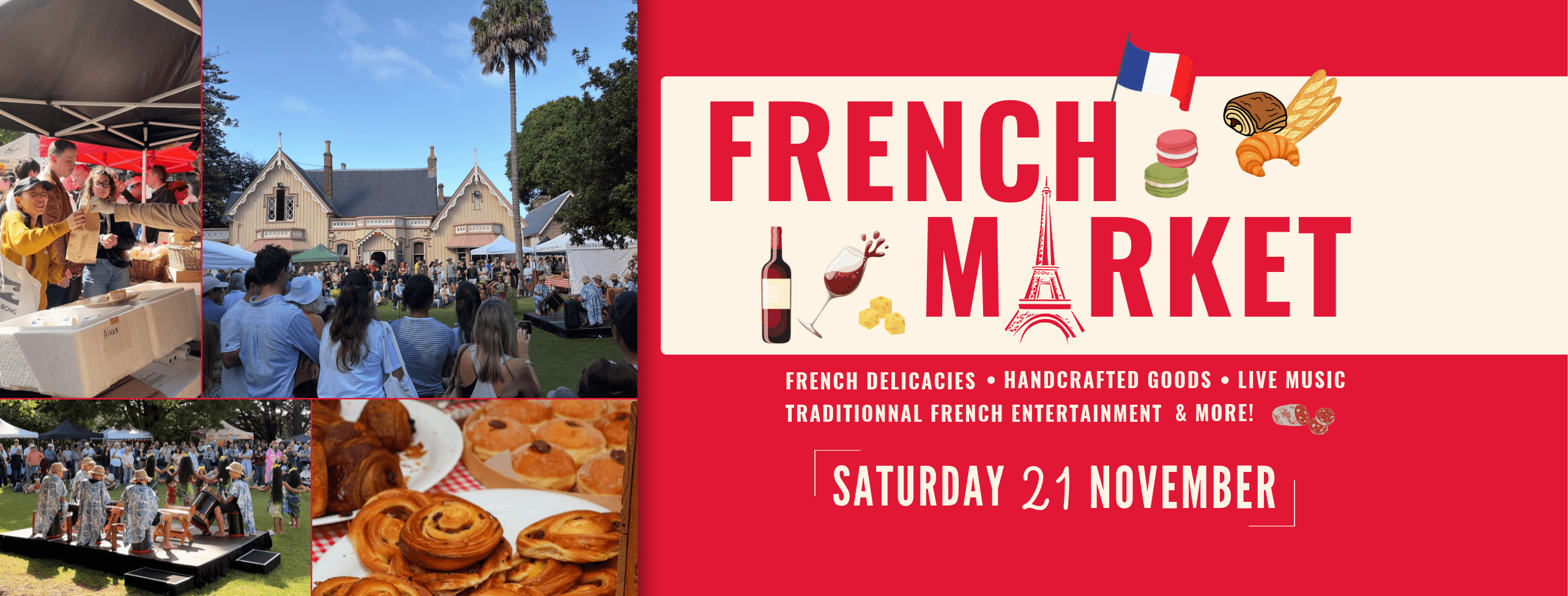 Campaign artwork for the special 130th anniversary French Market at Highwic, Newmarket